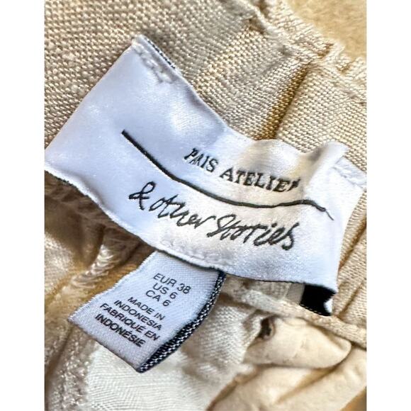 & Other Stories Paris Atelier Women's Linen Tapered Casual Pants Cream Size 6 - Picture 11 of 12